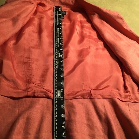 𝅺rafaella Tapered Career Jacket/Blazer, 100% Linen, CORAL ORANGE, Size 12 - Picture 6 of 9